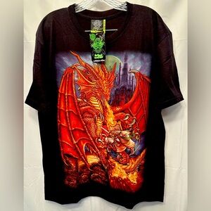 NWT Rock Eagle Men's Graphic Two Side T-Shirt Dragon GW 283 Size Large Glow Dark